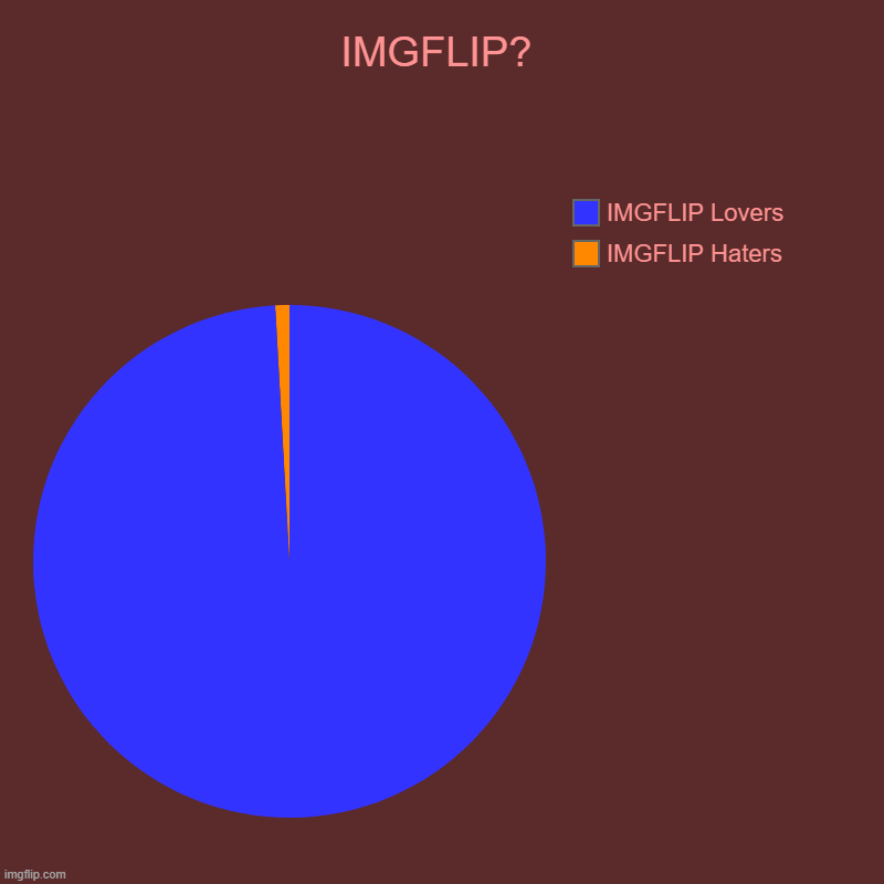 IMGFLIP? | IMGFLIP Haters, IMGFLIP Lovers | image tagged in charts,pie charts | made w/ Imgflip chart maker