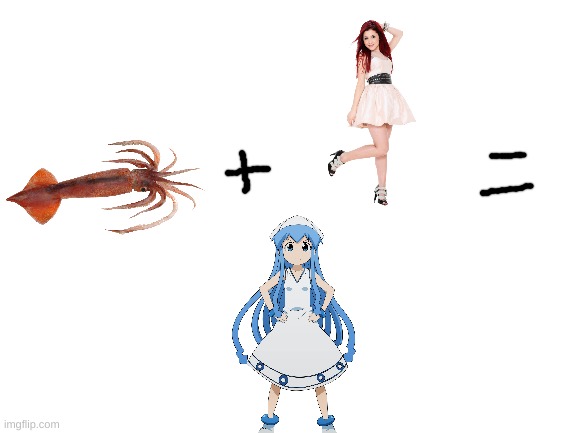 btw the person isn't supposed to mean that ika musume is her | image tagged in blank white template,squid girl,anime,squid,girl,ika musume | made w/ Imgflip meme maker