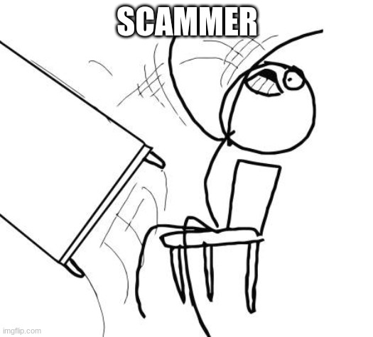 Table Flip Guy Meme | SCAMMER | image tagged in memes,table flip guy | made w/ Imgflip meme maker