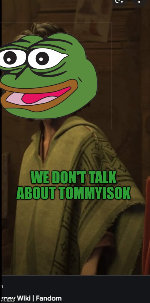 we don't talk about tommy | WE DON'T TALK ABOUT TOMMYISOK | image tagged in we don't talk about tommyisok | made w/ Imgflip meme maker