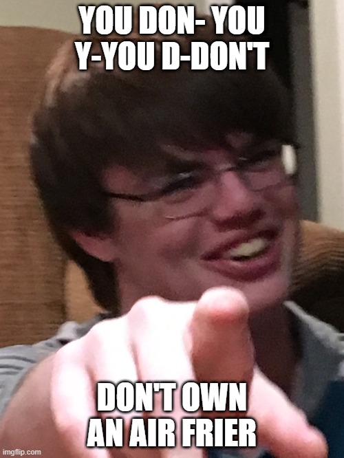 memelord | YOU DON- YOU Y-YOU D-DON'T; DON'T OWN AN AIR FRIER | image tagged in air frier | made w/ Imgflip meme maker