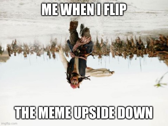 Hehe image flip | ME WHEN I FLIP; THE MEME UPSIDE DOWN | image tagged in memes,jack sparrow being chased | made w/ Imgflip meme maker