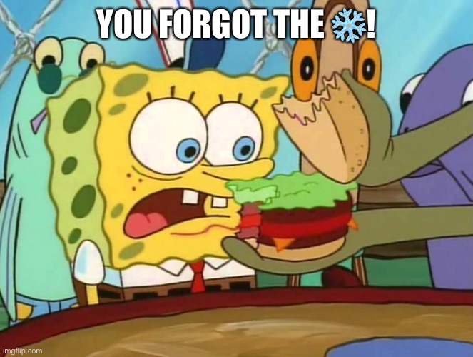 you forgot the X | YOU FORGOT THE ❄️! | image tagged in you forgot the x | made w/ Imgflip meme maker