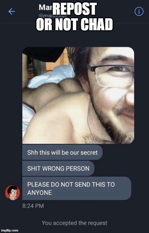 REPOST OR NOT CHAD | made w/ Imgflip meme maker