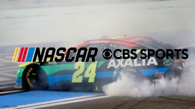 NASCAR and CBS Sports makes new broadcasting partnership with a new television contract for $7.75 billion | image tagged in nascar,auto racing,motorsport,cbs | made w/ Imgflip meme maker