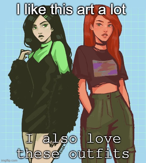 I like this art a lot; I also love these outfits | made w/ Imgflip meme maker