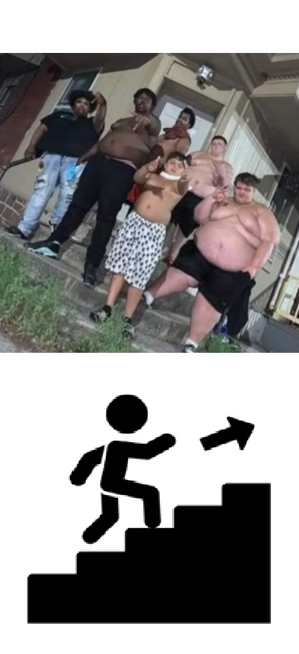 fat dudes vs stairs Blank Meme Template