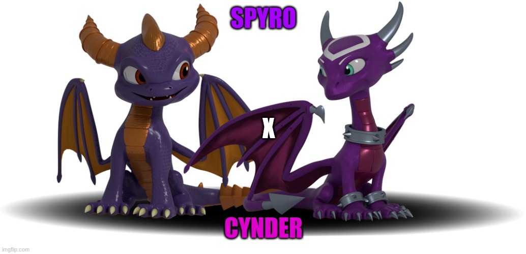 screw it I'm shipping it | SPYRO; X; CYNDER | image tagged in skylanders,spyro,cynder,shipping,dragon | made w/ Imgflip meme maker
