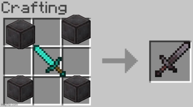 how to craft a netherite sword | image tagged in synthesis | made w/ Imgflip meme maker