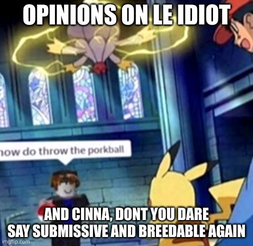 how do throw the porkball | OPINIONS ON LE IDIOT; AND CINNA, DONT YOU DARE SAY SUBMISSIVE AND BREEDABLE AGAIN | image tagged in how do throw the porkball | made w/ Imgflip meme maker