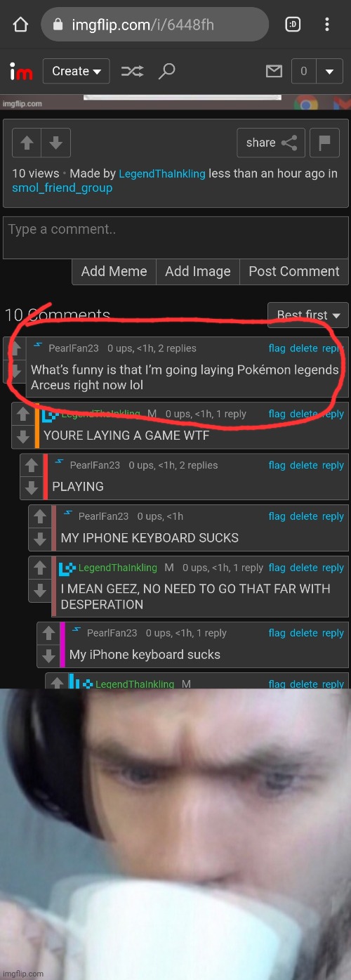 AYO PEARLFAN WHAT THE.... | image tagged in concerned sean intensifies no space | made w/ Imgflip meme maker