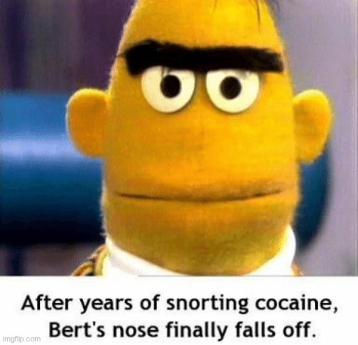 years | image tagged in bert and ernie,cocaine,drugs,dark humor | made w/ Imgflip meme maker