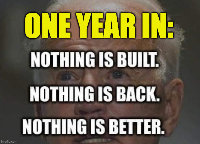 ONE YEAR IN: | image tagged in biden,brandon,build back better | made w/ Imgflip meme maker
