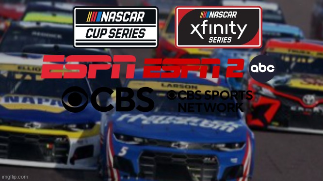 NASCAR announced new $22.42 billion nine-year television broadcasting deal with CBS and ESPN that will last till the 2029 season | image tagged in nascar,motorsport,auto racing,cbs,espn | made w/ Imgflip meme maker