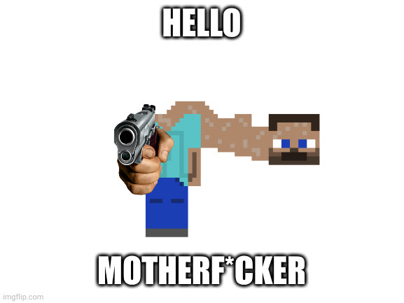 HELLO; MOTHERF*CKER | image tagged in minecraft | made w/ Imgflip meme maker