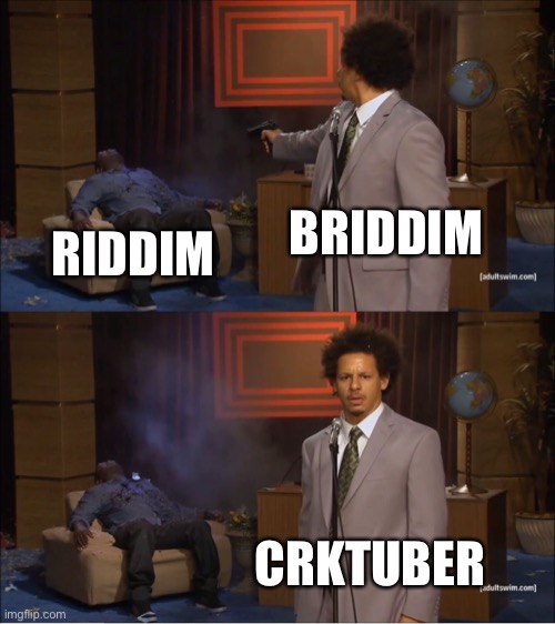 Who kill riddim | BRIDDIM; RIDDIM; CRKTUBER | image tagged in memes,who killed hannibal | made w/ Imgflip meme maker