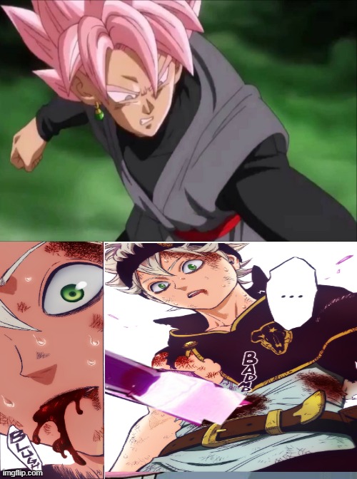 Stabbed | image tagged in dragon ball z,black clover | made w/ Imgflip meme maker