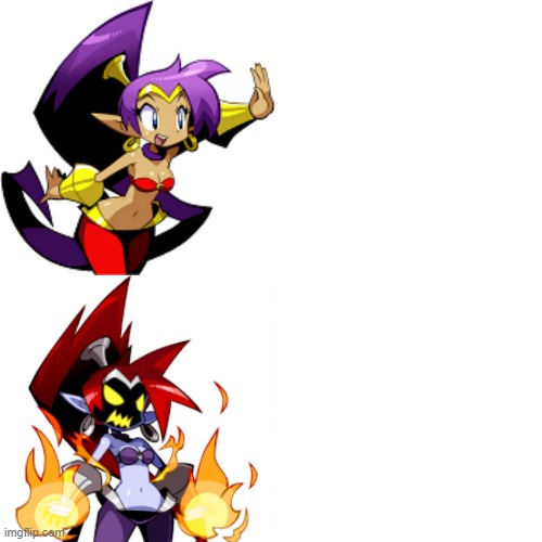 High Quality Shantae vs Nega Shantae Blank Meme Template
