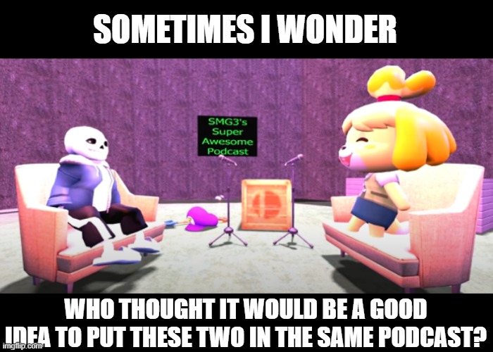 SOMETIMES I WONDER; WHO THOUGHT IT WOULD BE A GOOD IDEA TO PUT THESE TWO IN THE SAME PODCAST? | made w/ Imgflip meme maker