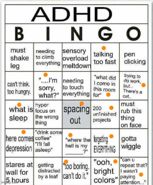 I took this because I think I have ADHD | image tagged in adhd bingo | made w/ Imgflip meme maker