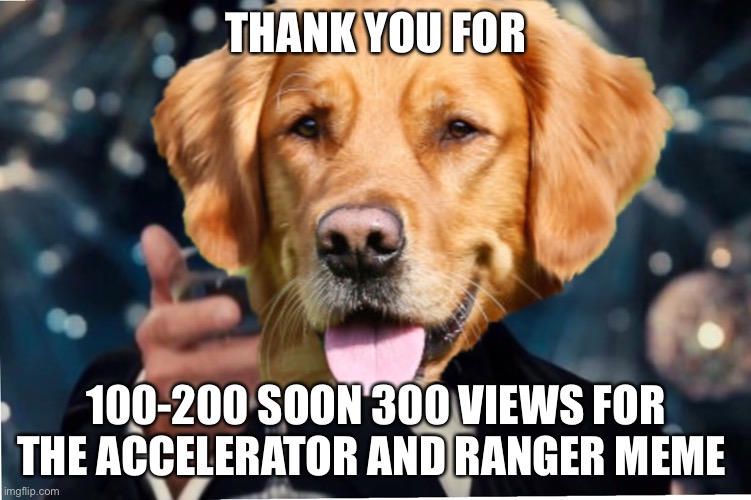 THX Guys | THANK YOU FOR; 100-200 SOON 300 VIEWS FOR THE ACCELERATOR AND RANGER MEME | image tagged in dog cheers | made w/ Imgflip meme maker