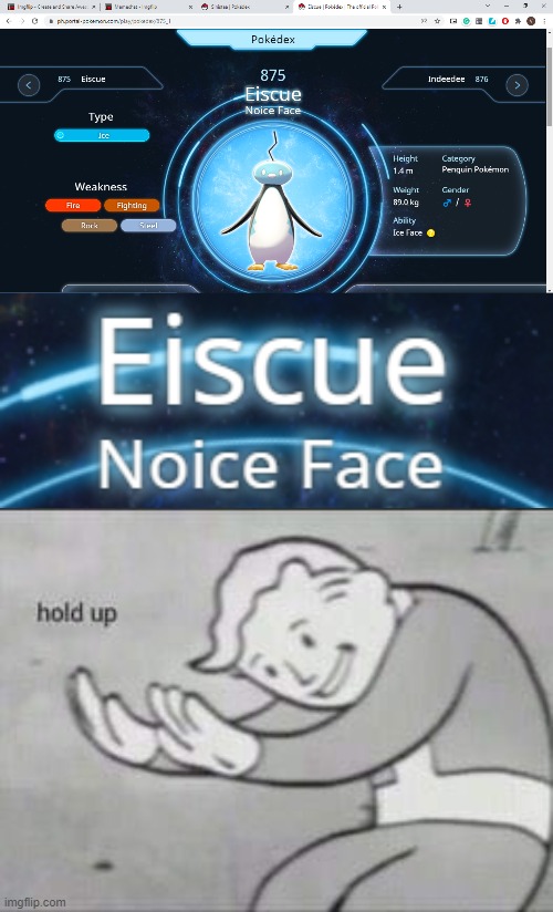 focus on the noice face part. | image tagged in fallout hold up | made w/ Imgflip meme maker