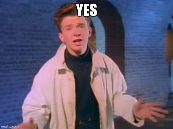 rick astley never gonna let you down | YES | image tagged in rick astley never gonna let you down | made w/ Imgflip meme maker