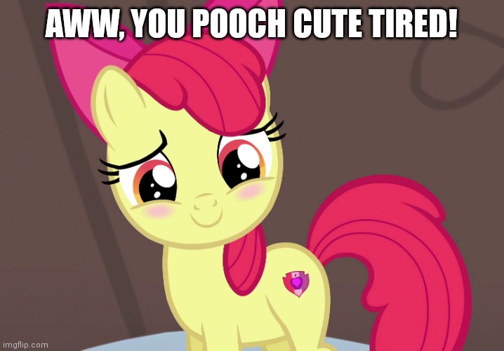 Cute Applebloom (MLP) | AWW, YOU POOCH CUTE TIRED! | image tagged in cute applebloom mlp | made w/ Imgflip meme maker