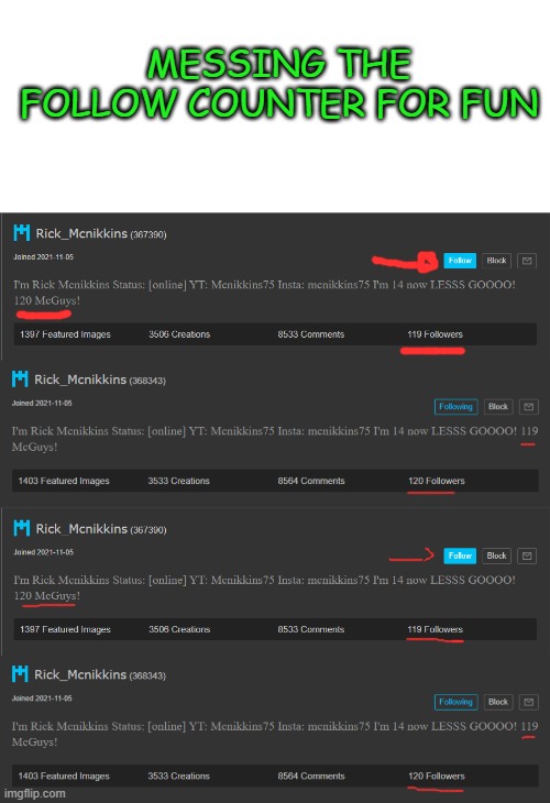 "/ | MESSING THE FOLLOW COUNTER FOR FUN | image tagged in memes,funny,msmg | made w/ Imgflip meme maker