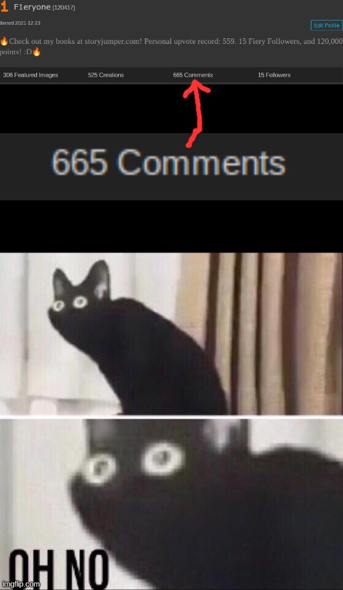 666, the cursed number... | image tagged in oh no cat | made w/ Imgflip meme maker