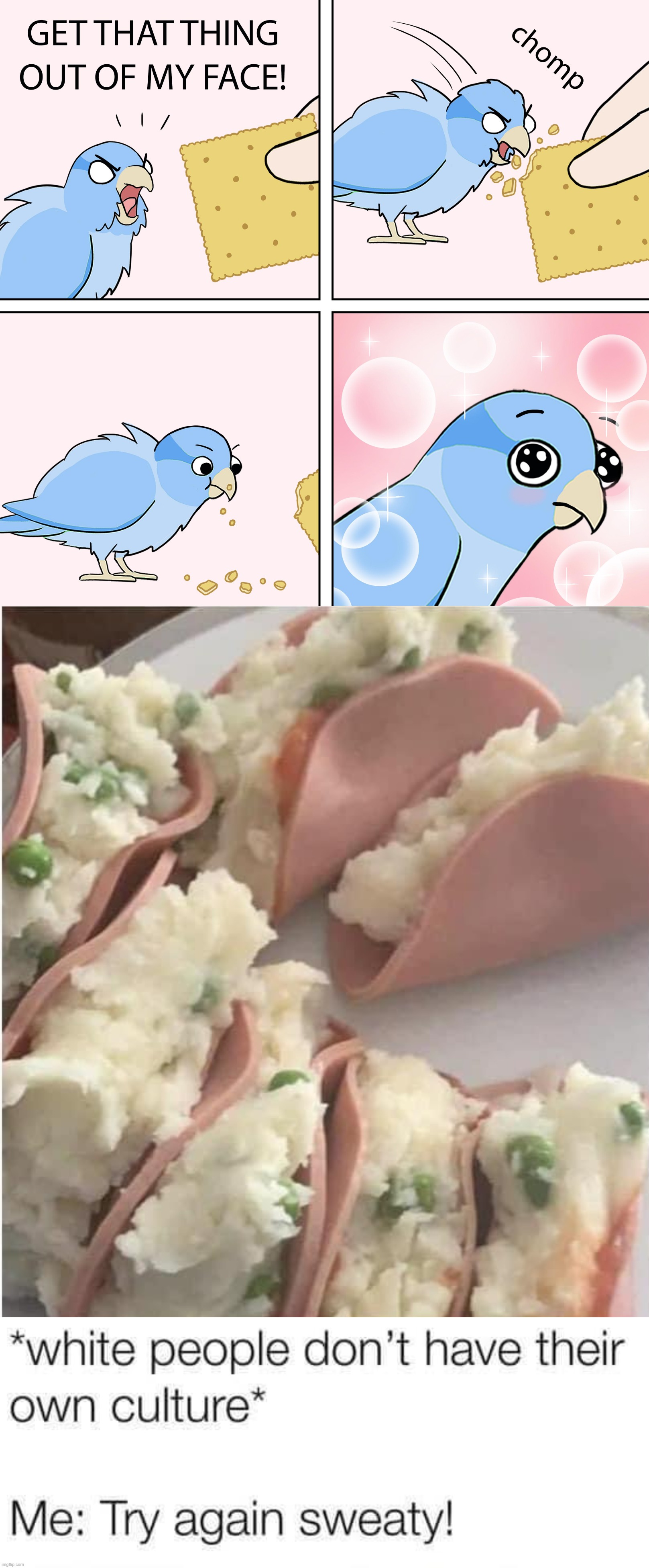 image tagged in bird cracker,food | made w/ Imgflip meme maker
