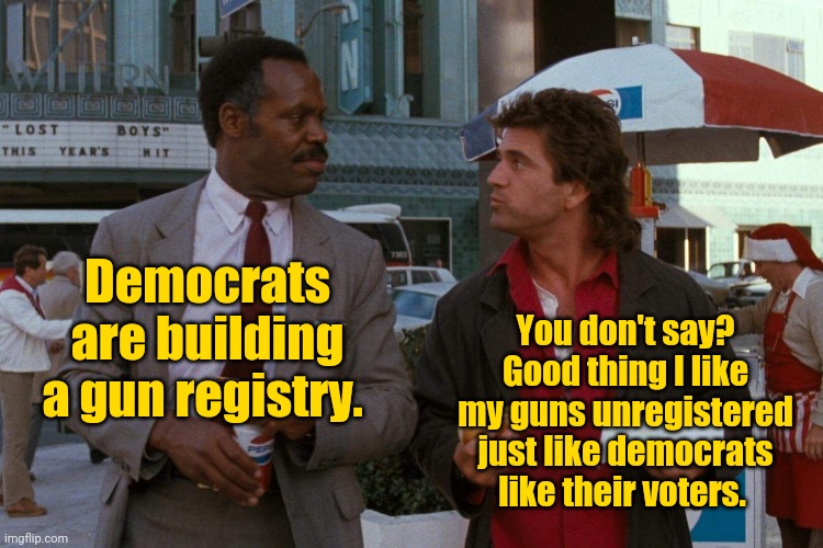 What guns? | Democrats are building a gun registry. You don't say? Good thing I like my guns unregistered just like democrats like their voters. | image tagged in memes | made w/ Imgflip meme maker