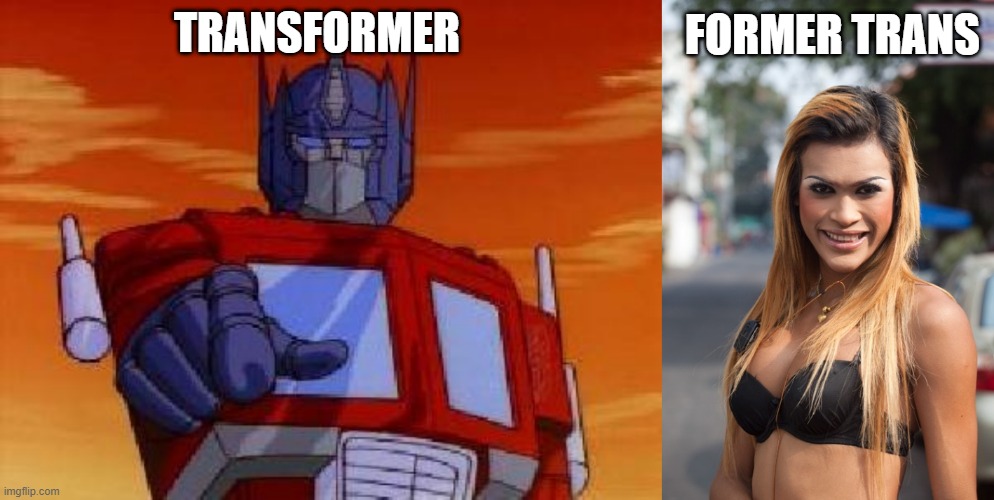 More Than Meets the Eye | TRANSFORMER; FORMER TRANS | image tagged in optimus prime,thai lady boy | made w/ Imgflip meme maker