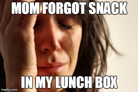 First World Problems | MOM FORGOT SNACK IN MY LUNCH BOX | image tagged in memes,first world problems | made w/ Imgflip meme maker