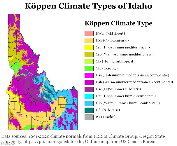 idaho’s climate zones | made w/ Imgflip meme maker