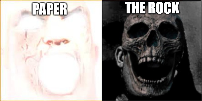 PAPER; THE ROCK | image tagged in mr incredible becomes canny to uncanny | made w/ Imgflip meme maker
