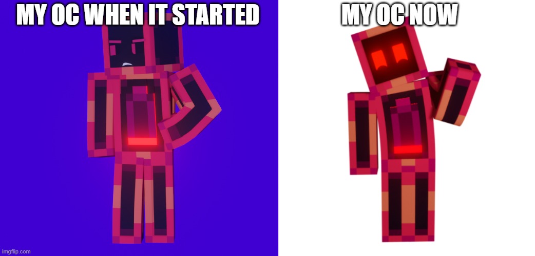 MY OC WHEN IT STARTED MY OC NOW | image tagged in battery | made w/ Imgflip meme maker
