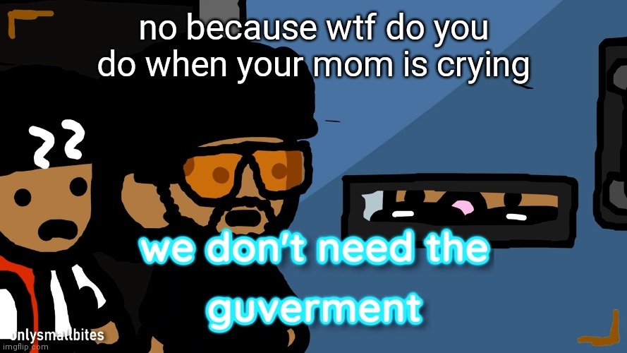 I'm a bad person ong | no because wtf do you do when your mom is crying | image tagged in we don't need the government | made w/ Imgflip meme maker