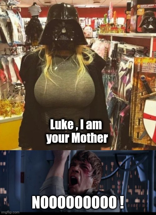 Darth Lader | Luke , I am
 your Mother; NOOOOOOOOO ! | image tagged in memes,star wars no,shopping,surprise,dummy | made w/ Imgflip meme maker