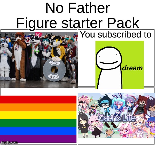 Time to get cancelled | No Father Figure starter Pack; You subscribed to | image tagged in memes,blank comic panel 2x2 | made w/ Imgflip meme maker