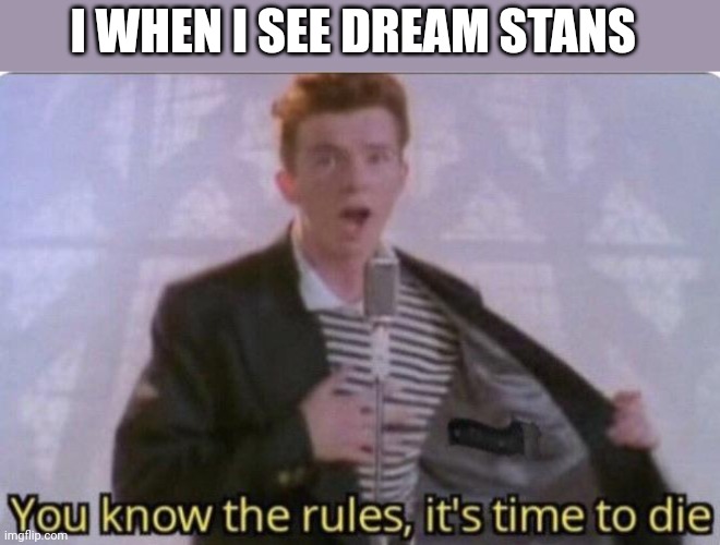 You know the rules its time to die | I WHEN I SEE DREAM STANS | image tagged in you know the rules its time to die | made w/ Imgflip meme maker