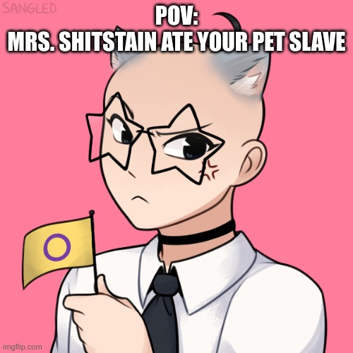 POV:
MRS. SHITSTAIN ATE YOUR PET SLAVE | made w/ Imgflip meme maker