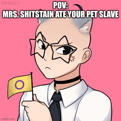 POV:
MRS. SHITSTAIN ATE YOUR PET SLAVE | made w/ Imgflip meme maker