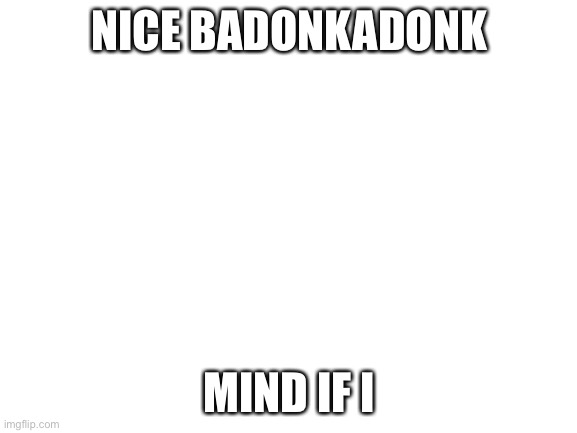 Blank White Template | NICE BADONKADONK; MIND IF I | image tagged in blank white template | made w/ Imgflip meme maker