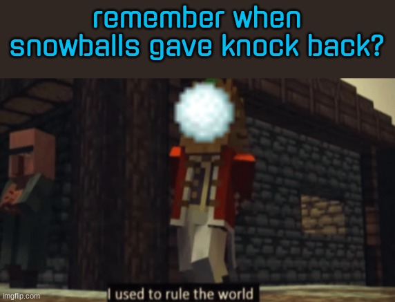 sad | remember when snowballs gave knock back? | image tagged in i used to rule the world | made w/ Imgflip meme maker
