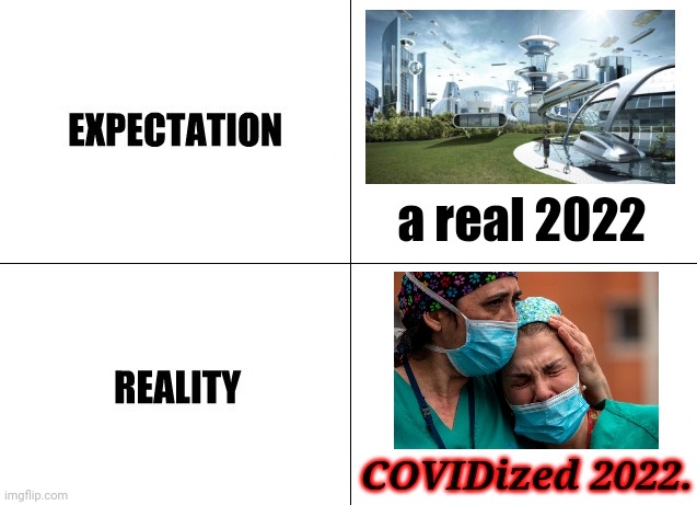 I HATE YOU OMICRON! | a real 2022; COVIDized 2022. | image tagged in expectation vs reality,2022,coronavirus,covid-19,omicron,memes | made w/ Imgflip meme maker