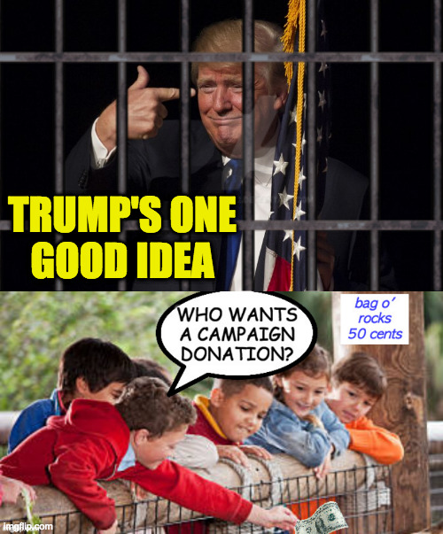 Inspired by MiniAppleIs. | TRUMP'S ONE
GOOD IDEA | image tagged in memes,jail trump,good idea | made w/ Imgflip meme maker