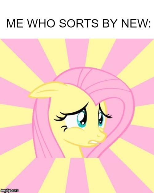 Awkward Fluttershy | ME WHO SORTS BY NEW: | image tagged in awkward fluttershy | made w/ Imgflip meme maker