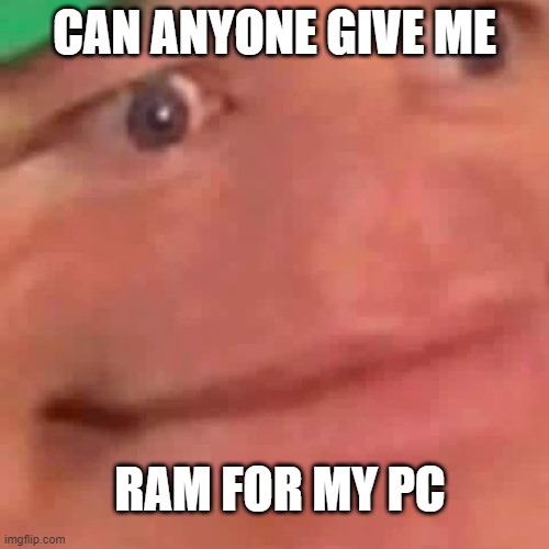 i want burger | CAN ANYONE GIVE ME; RAM FOR MY PC | image tagged in memes,funny,not funny,msmg,buthole | made w/ Imgflip meme maker