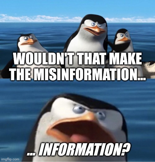 Wouldn't that make you | WOULDN'T THAT MAKE THE MISINFORMATION... ... INFORMATION? | image tagged in wouldn't that make you | made w/ Imgflip meme maker